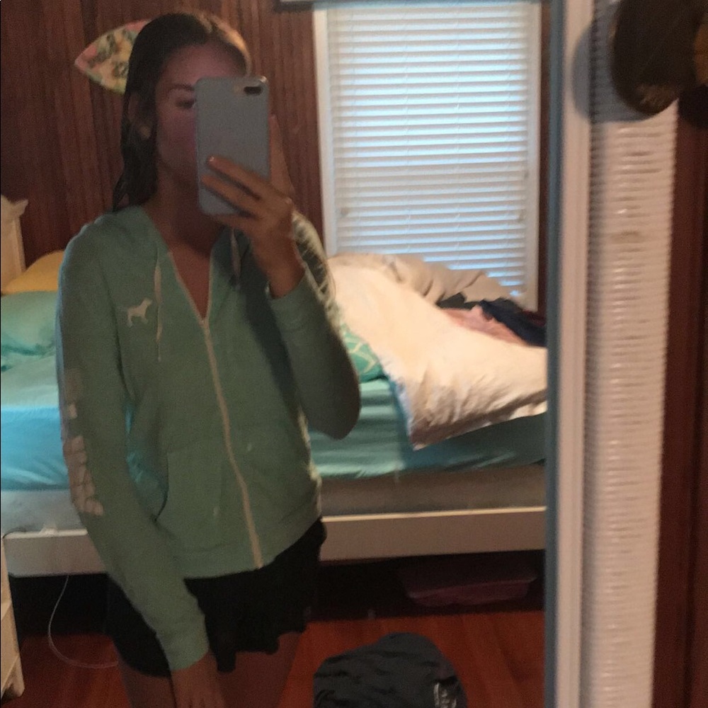 Light Turquoise Pink Zip Up Jacket